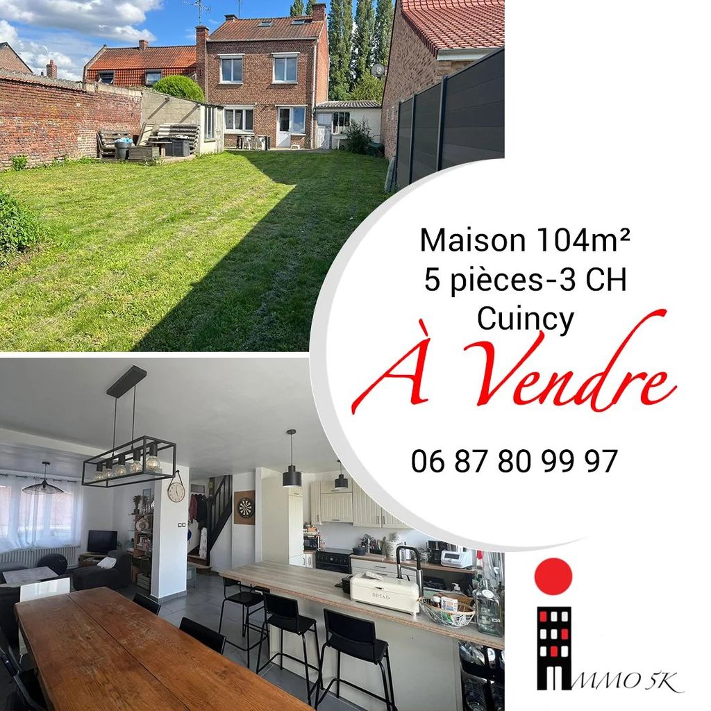 Achat maison à vendre 3 chambres 104 m² - Cuincy