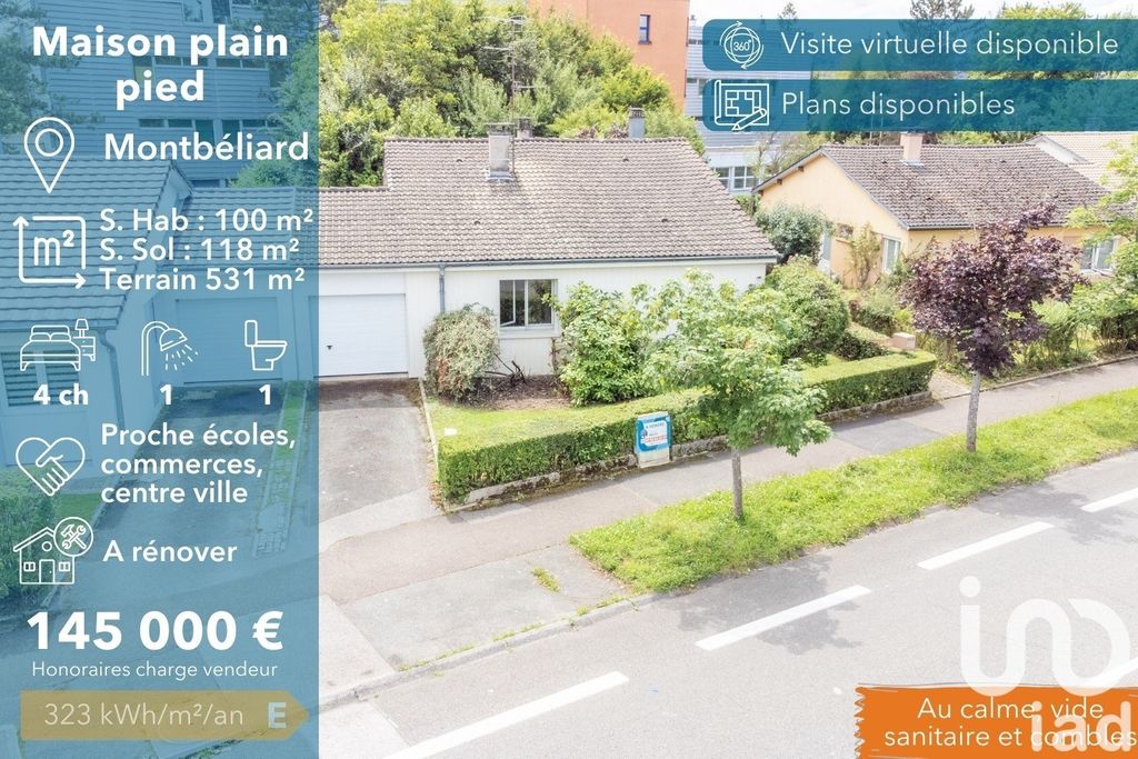 Achat maison à vendre 4 chambres 100 m² - Montbéliard