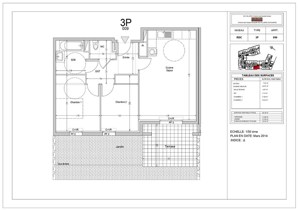 Achat appartement 3 pièce(s) Villiers-sur-Marne