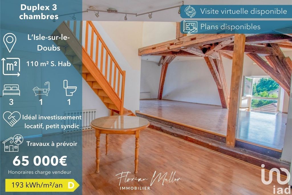 Achat duplex à vendre 5 pièces 111 m² - L'Isle-sur-le-Doubs