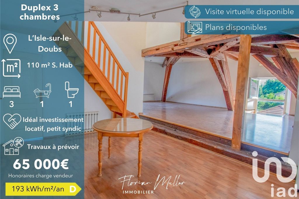 Achat duplex à vendre 5 pièces 110 m² - L'Isle-sur-le-Doubs