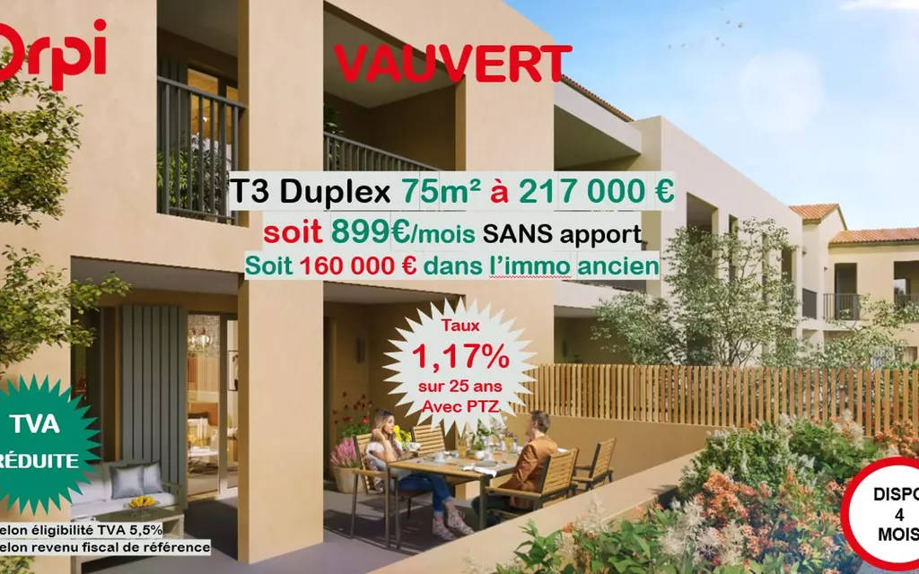 Achat duplex à vendre 3 pièces 70 m² - Vauvert