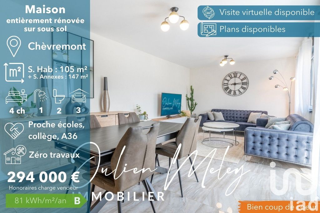 Achat maison à vendre 4 chambres 105 m² - Chèvremont