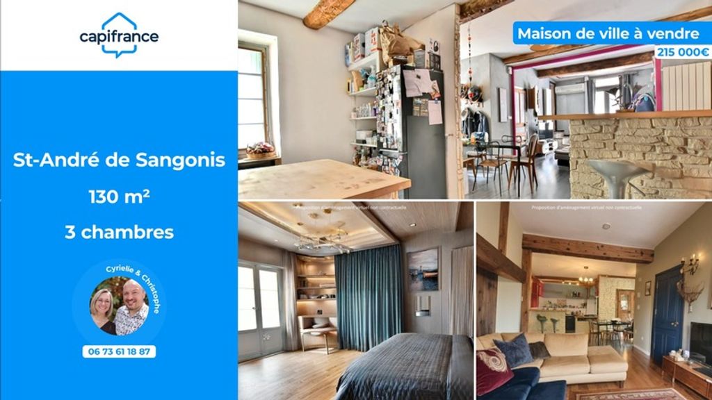 Achat maison à vendre 3 chambres 130 m² - Saint-André-de-Sangonis