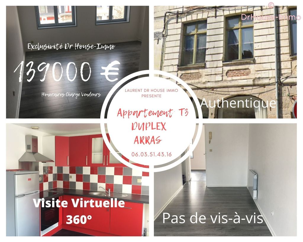 Achat duplex à vendre 3 pièces 60 m² - Arras