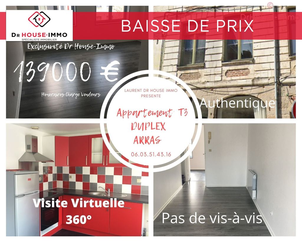 Achat duplex à vendre 3 pièces 60 m² - Arras