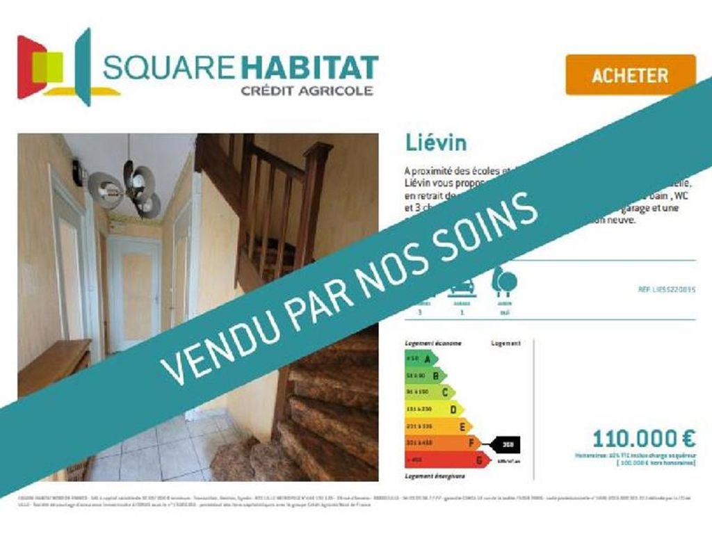 Achat maison à vendre 3 chambres 80 m² - Liévin
