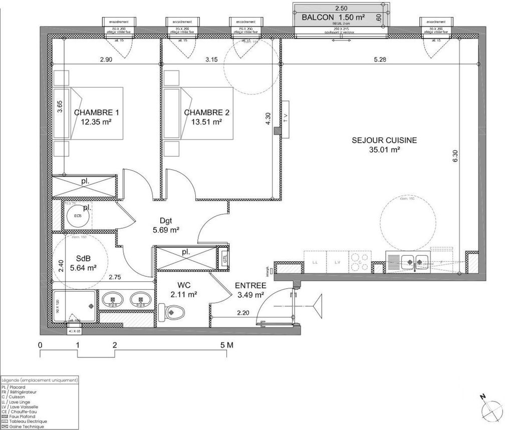 Achat appartement à vendre 3 pièces 78 m² - Sète