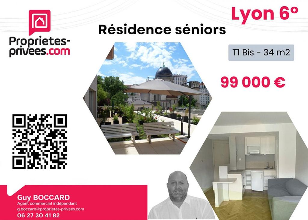 Achat appartement à vendre 2 pièces 34 m² - Lyon 6ème arrondissement