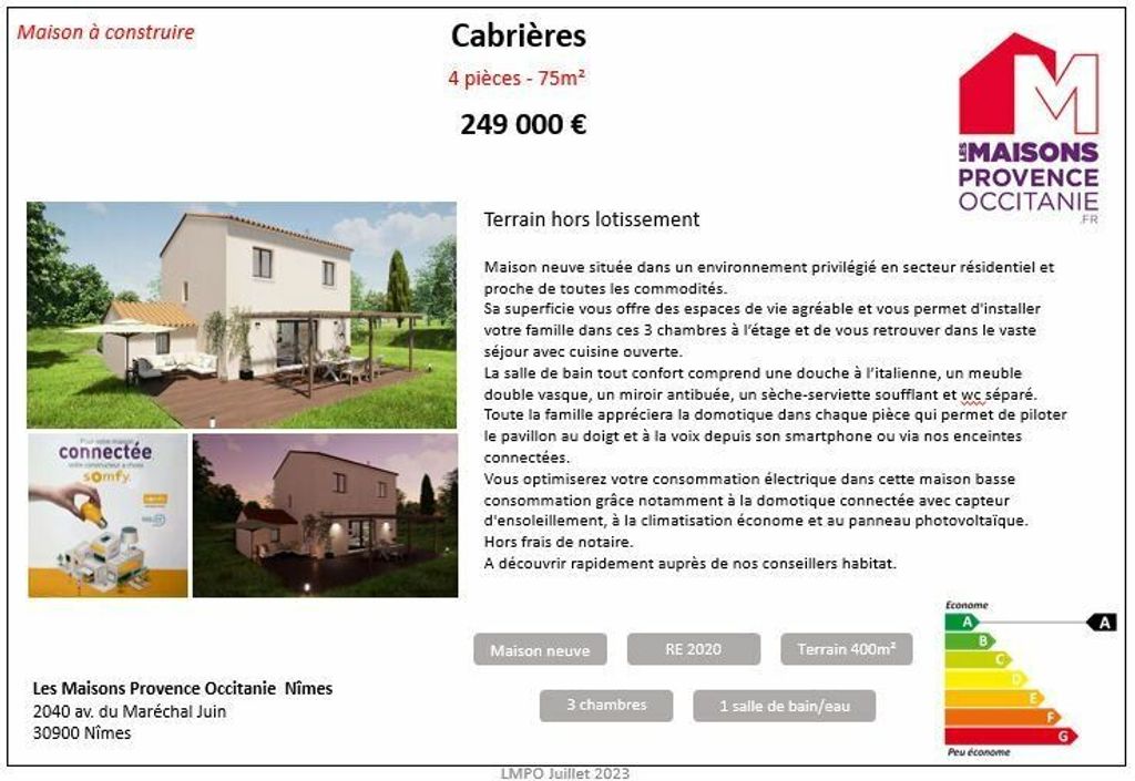 Achat maison à vendre 3 chambres 75 m² - Cabrières