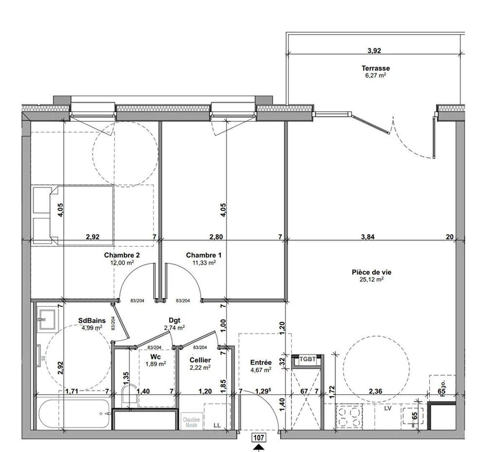 Achat appartement à vendre 3 pièces 65 m² - Entrange