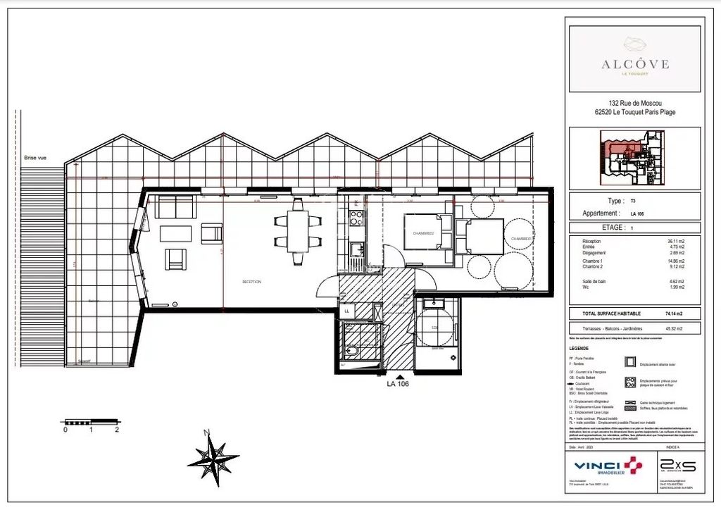 Achat appartement à vendre 3 pièces 74 m² - Le Touquet-Paris-Plage