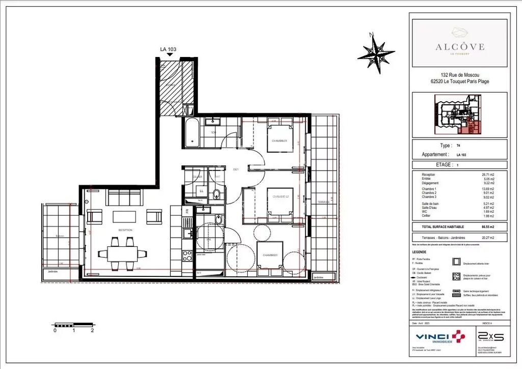 Achat appartement à vendre 4 pièces 86 m² - Le Touquet-Paris-Plage