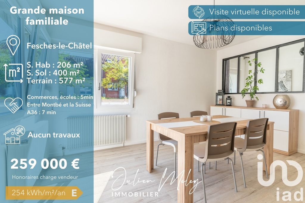 Achat maison à vendre 5 chambres 210 m² - Fesches-le-Châtel