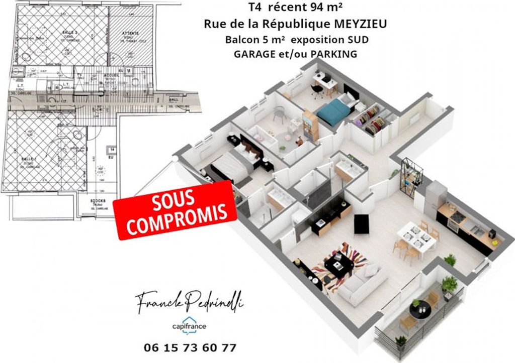 Achat appartement à vendre 4 pièces 94 m² - Meyzieu
