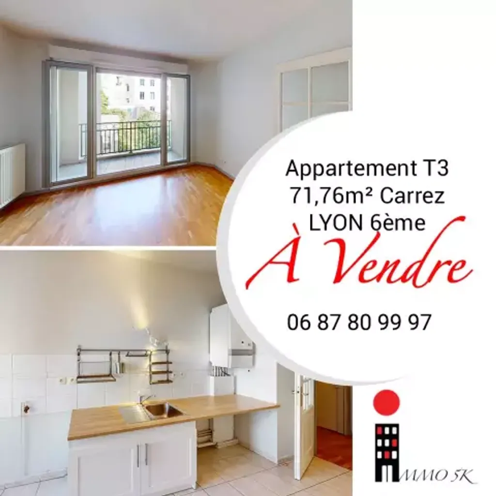 Achat appartement à vendre 3 pièces 72 m² - Lyon 6ème arrondissement