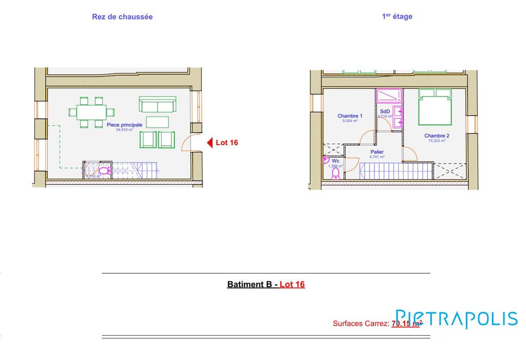 Achat maison à vendre 2 chambres 78 m² - Châtillon-sur-Chalaronne