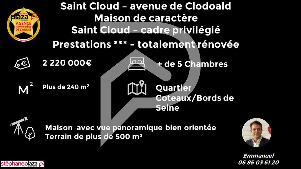 Achat maison à vendre 5 chambres 240 m² - Saint-Cloud