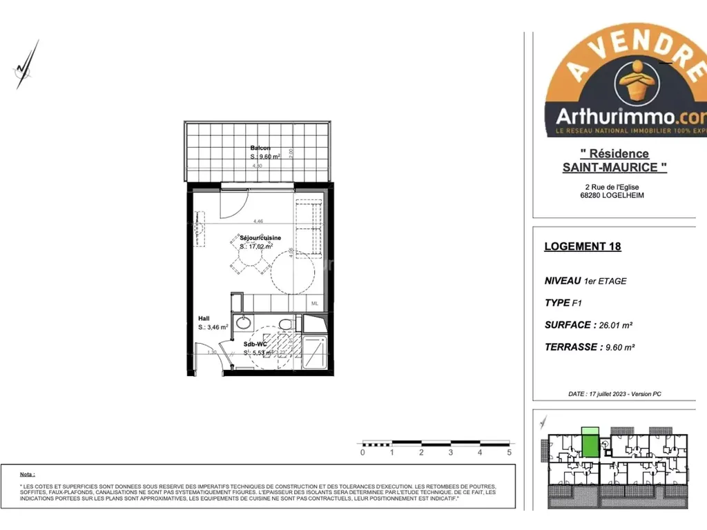 Achat studio à vendre 26 m² - Logelheim