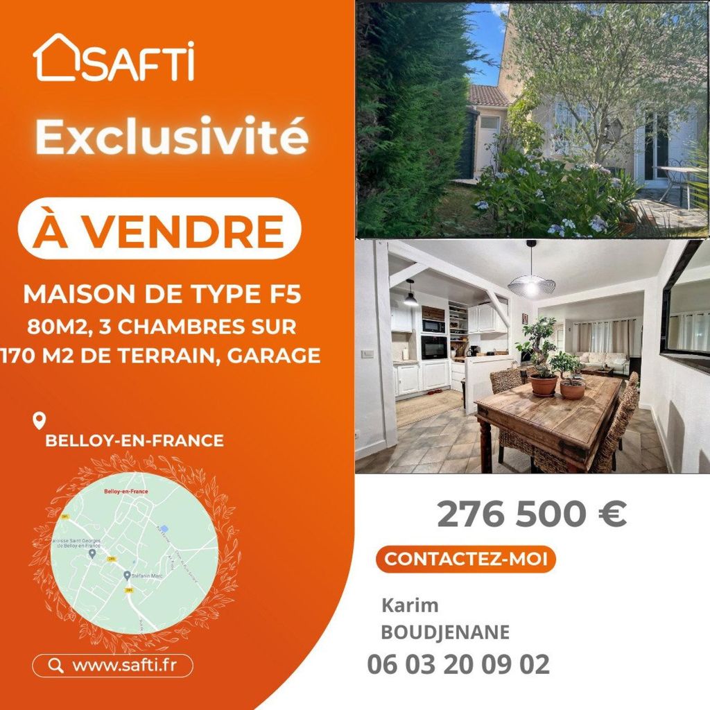 Achat maison à vendre 2 chambres 70 m² - Belloy-en-France