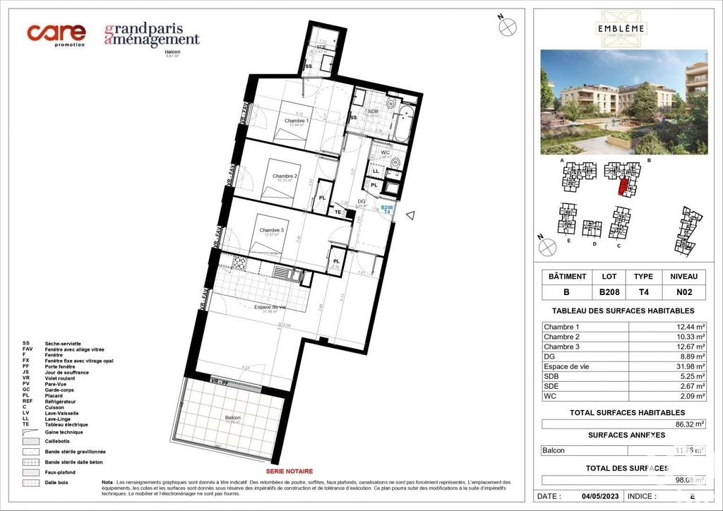 Achat appartement à vendre 4 pièces 86 m² - Saint-Cyr-l'École