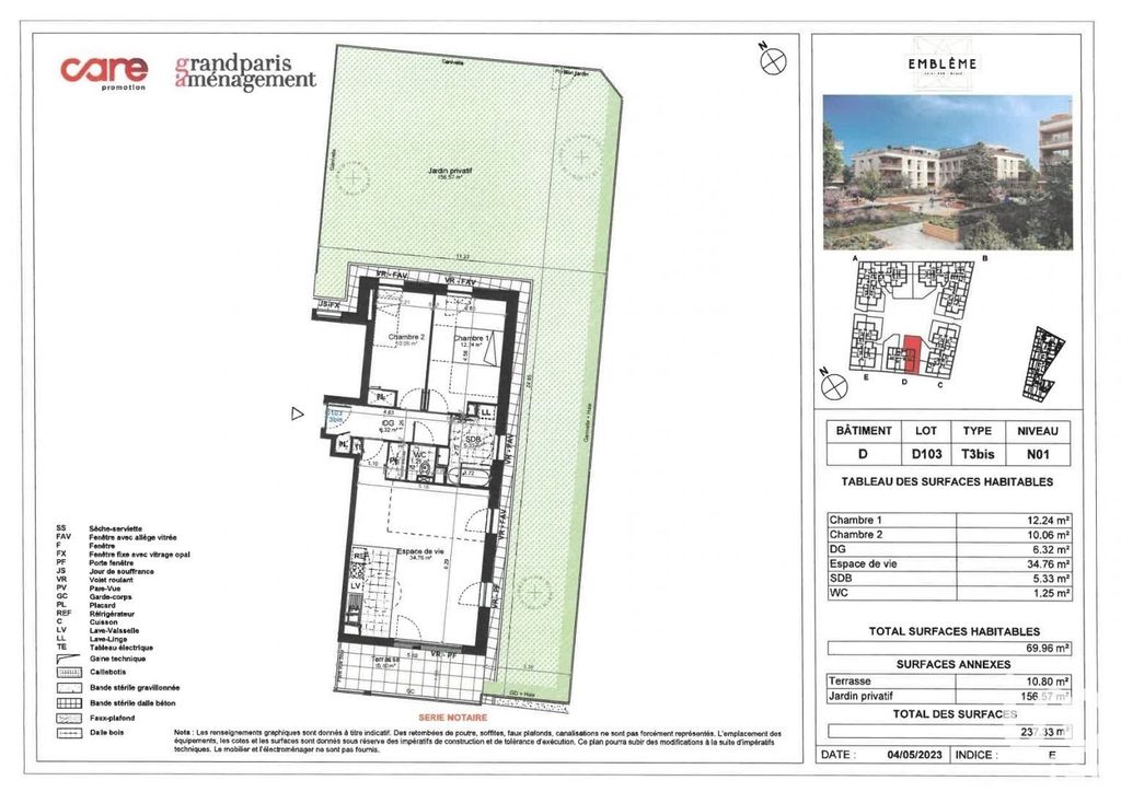 Achat appartement à vendre 3 pièces 70 m² - Saint-Cyr-l'École