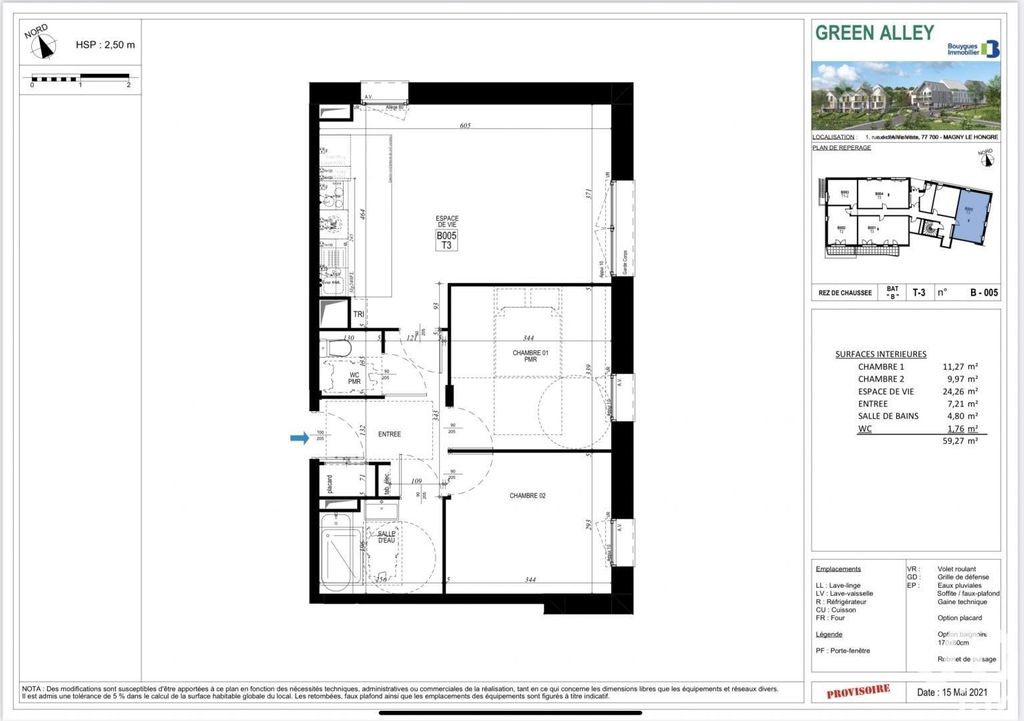 Achat appartement à vendre 3 pièces 59 m² - Magny-le-Hongre