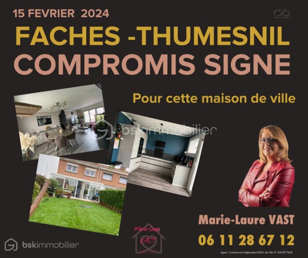 Achat maison à vendre 3 chambres 84 m² - Faches-Thumesnil