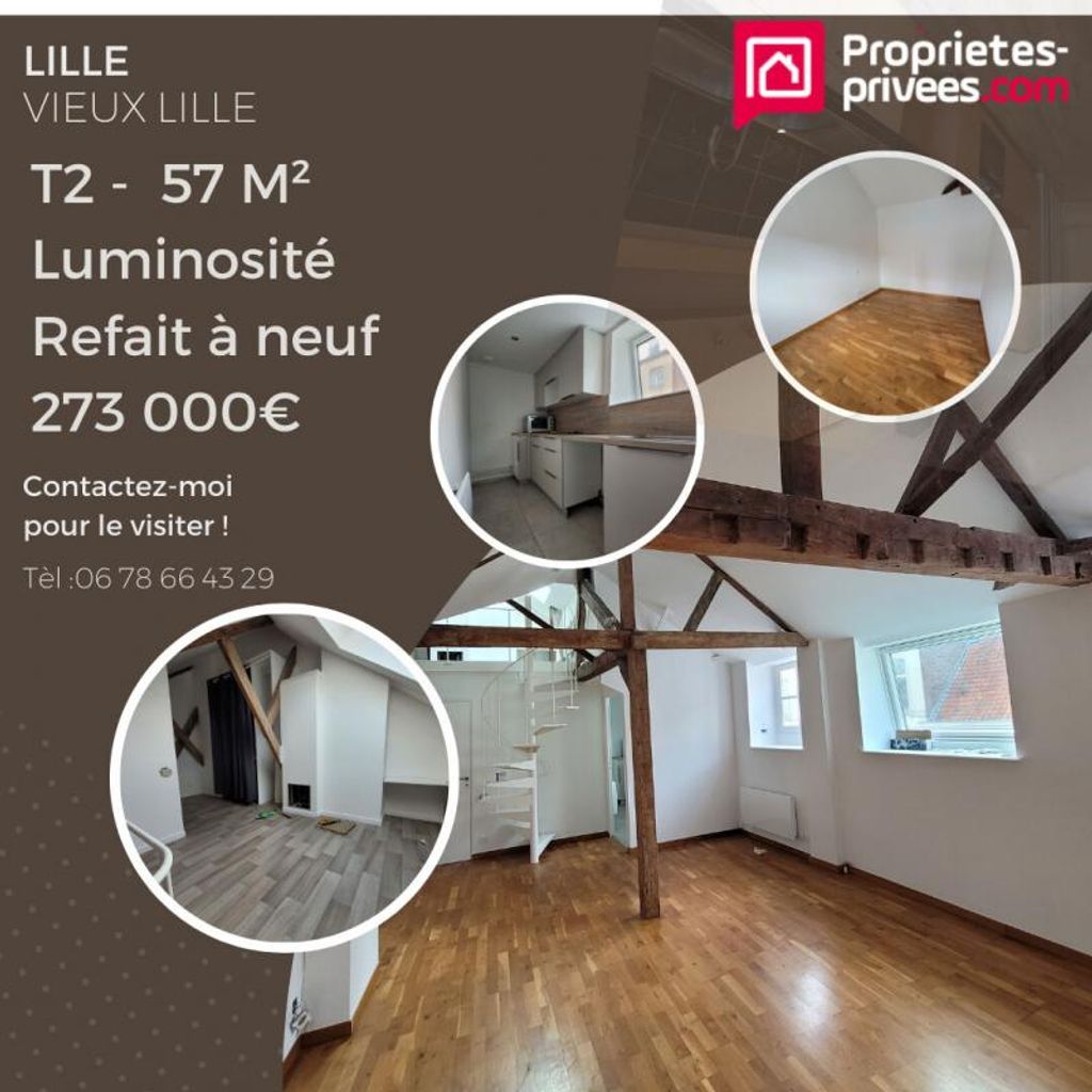 Achat appartement à vendre 2 pièces 57 m² - Lille