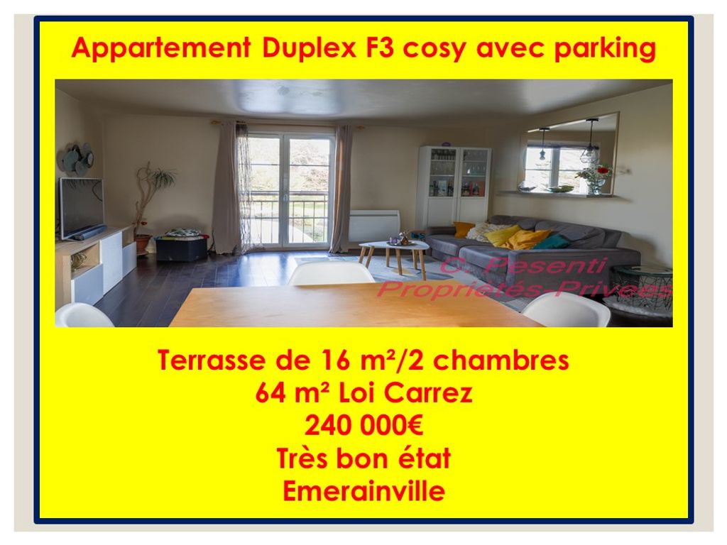 Achat duplex à vendre 3 pièces 64 m² - Émerainville