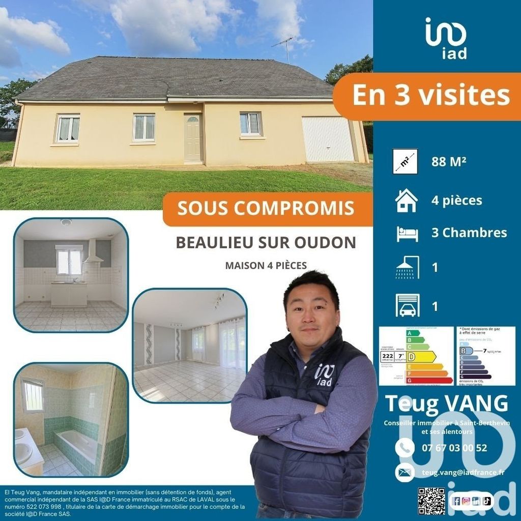 Achat maison à vendre 3 chambres 88 m² - Beaulieu-sur-Oudon