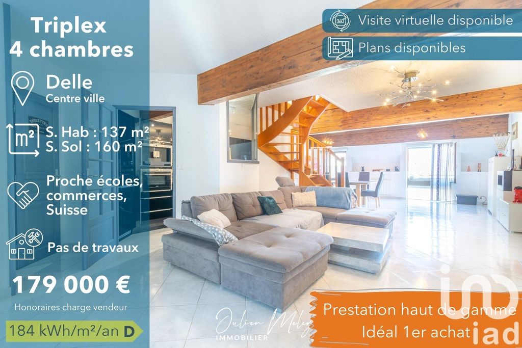 Achat triplex à vendre 6 pièces 132 m² - Delle