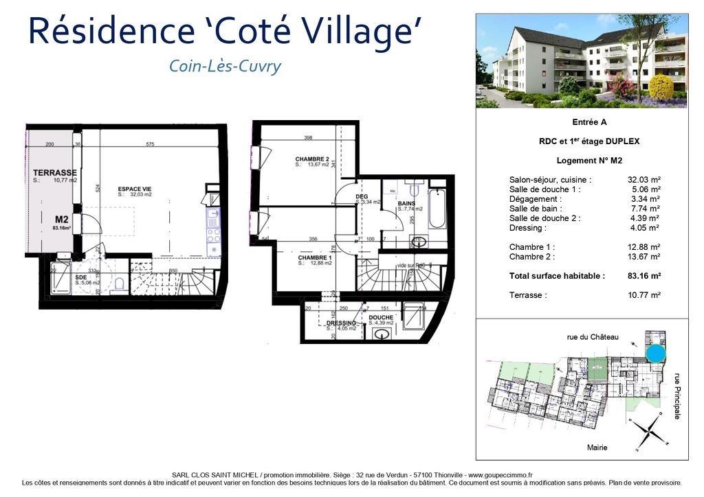 Achat duplex à vendre 3 pièces 84 m² - Coin-lès-Cuvry