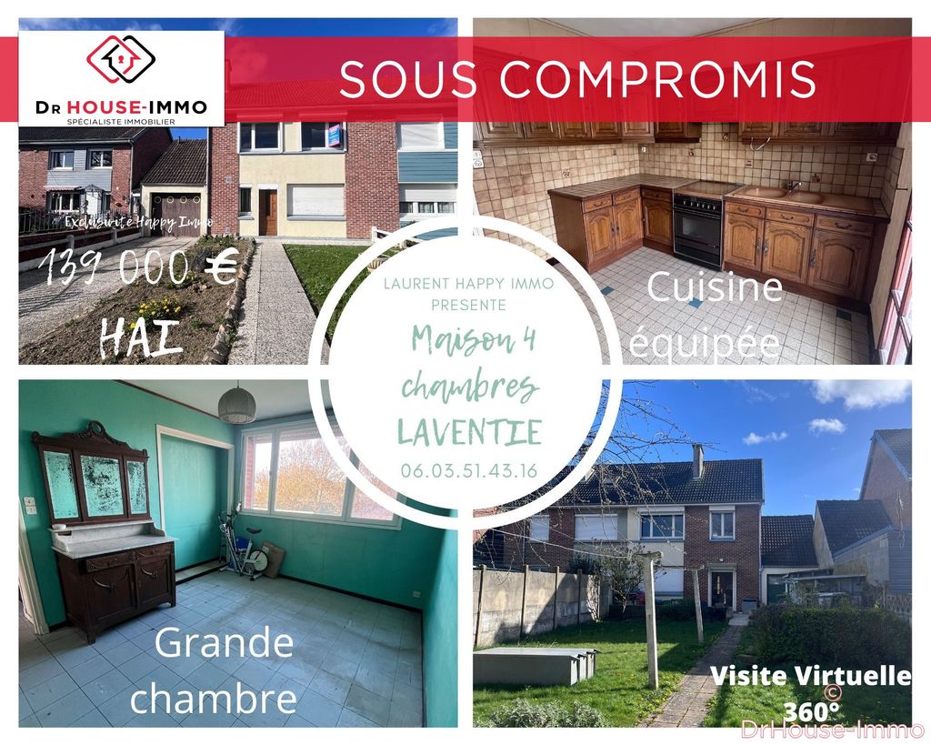 Achat maison à vendre 4 chambres 96 m² - Laventie