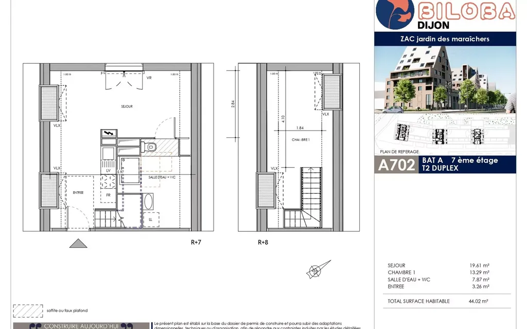 Achat duplex à vendre 2 pièces 44 m² - Dijon