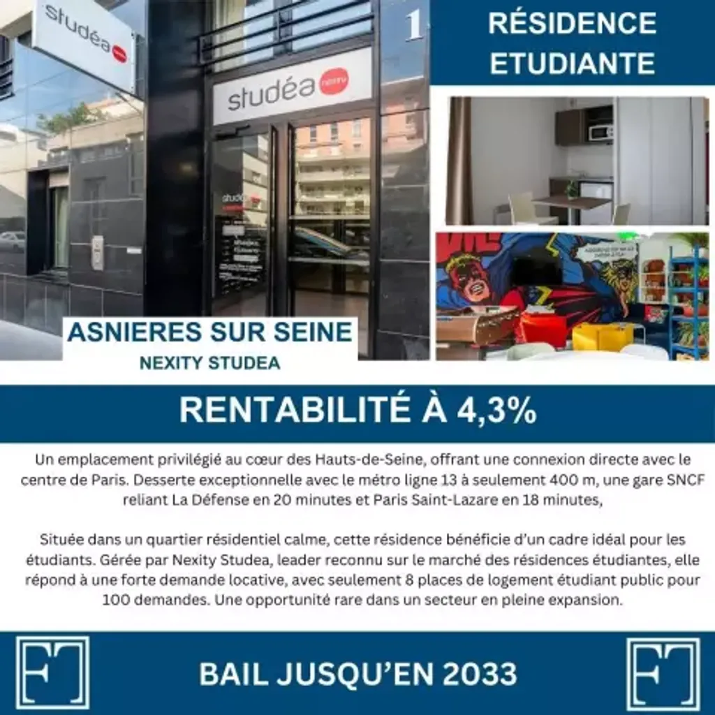 Achat studio à vendre 18 m² - Asnières-sur-Seine