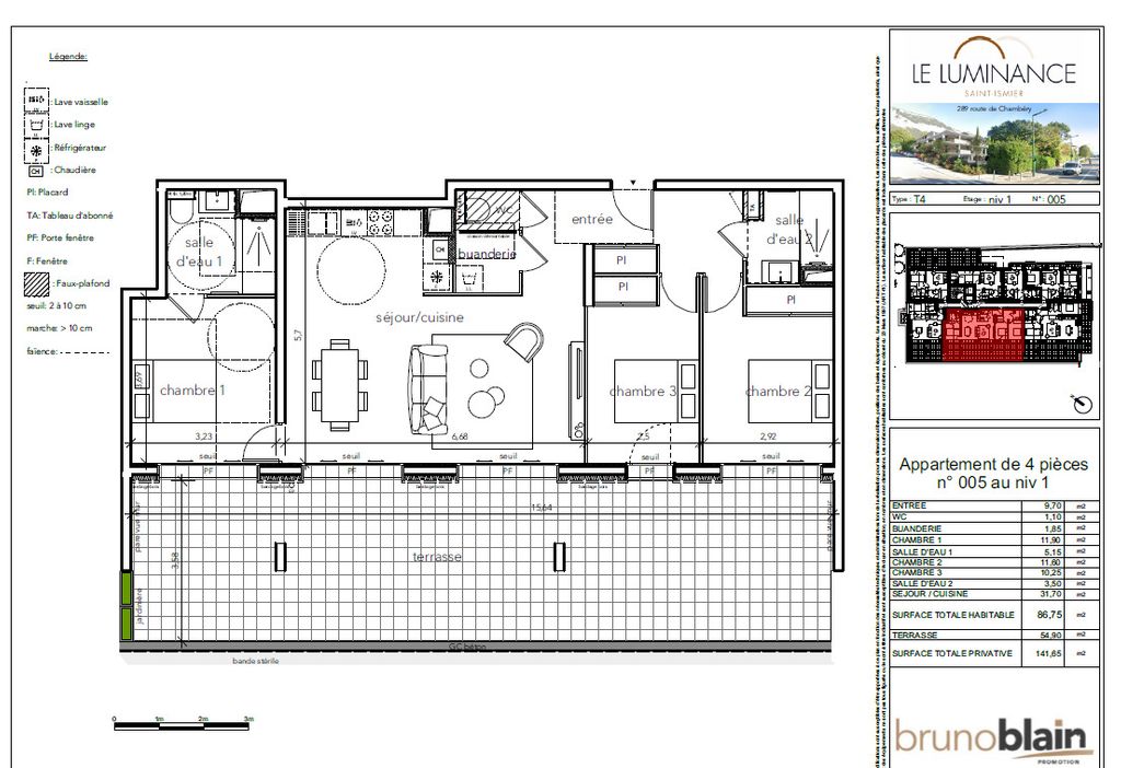 Achat appartement 3 pièce(s) Saint-Ismier