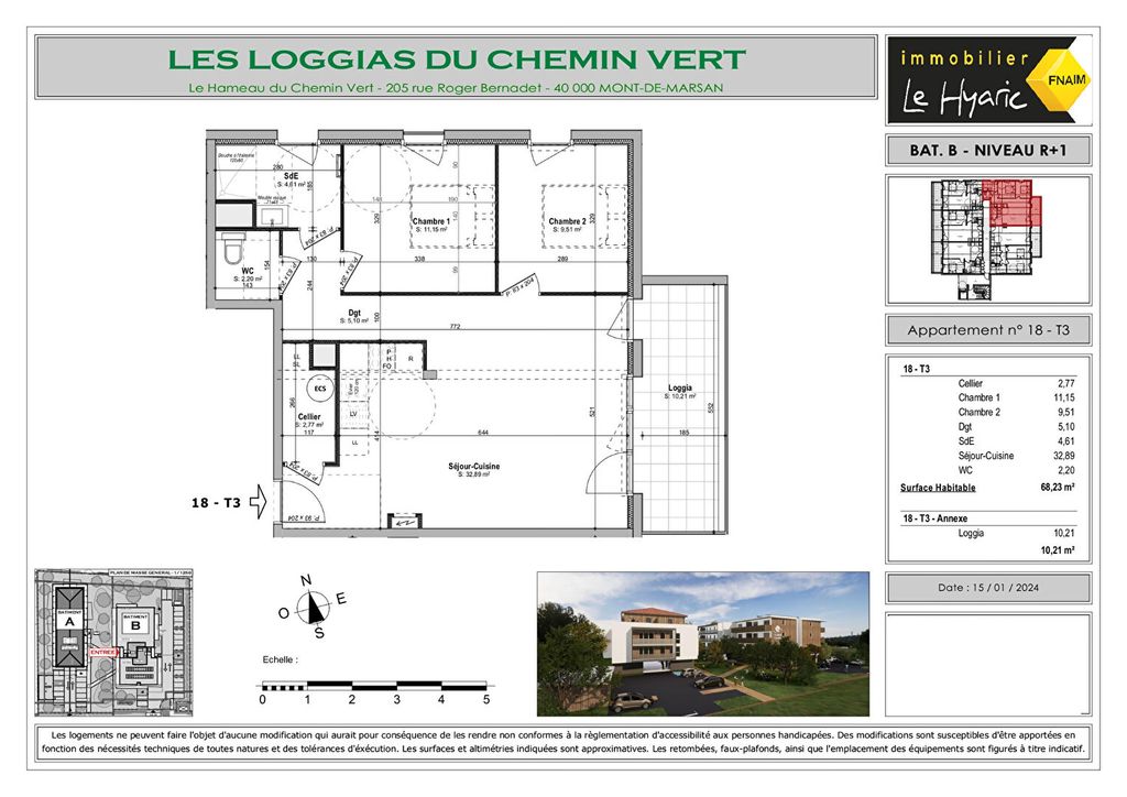 Achat appartement à vendre 3 pièces 68 m² - Mont-de-Marsan