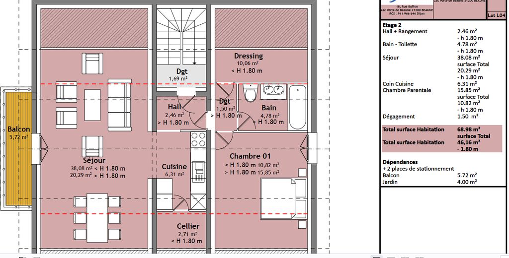 Achat appartement à vendre 2 pièces 46 m² - Saint-Denis-en-Bugey