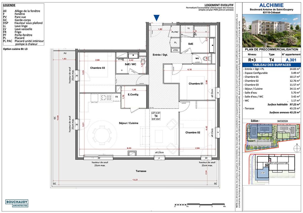 Achat appartement 4 pièce(s) Cébazat