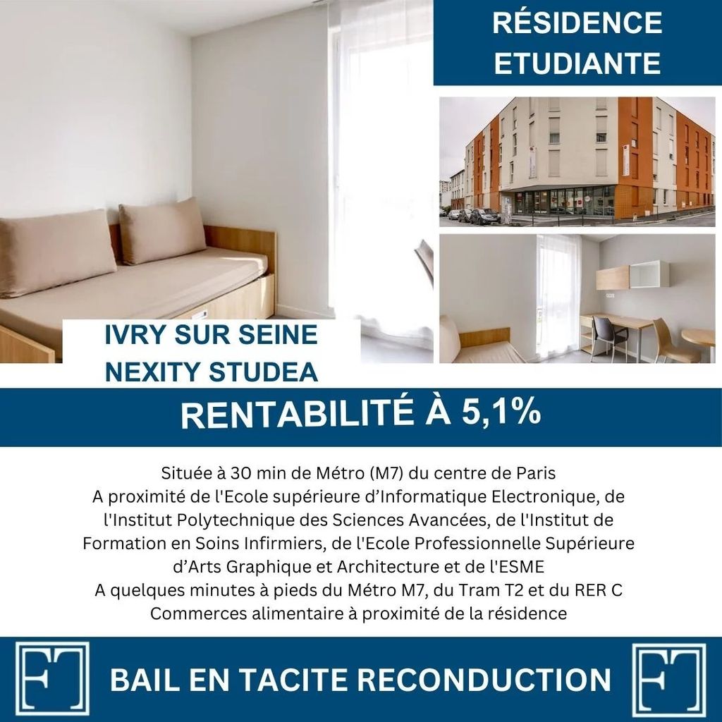 Achat studio à vendre 18 m² - Ivry-sur-Seine