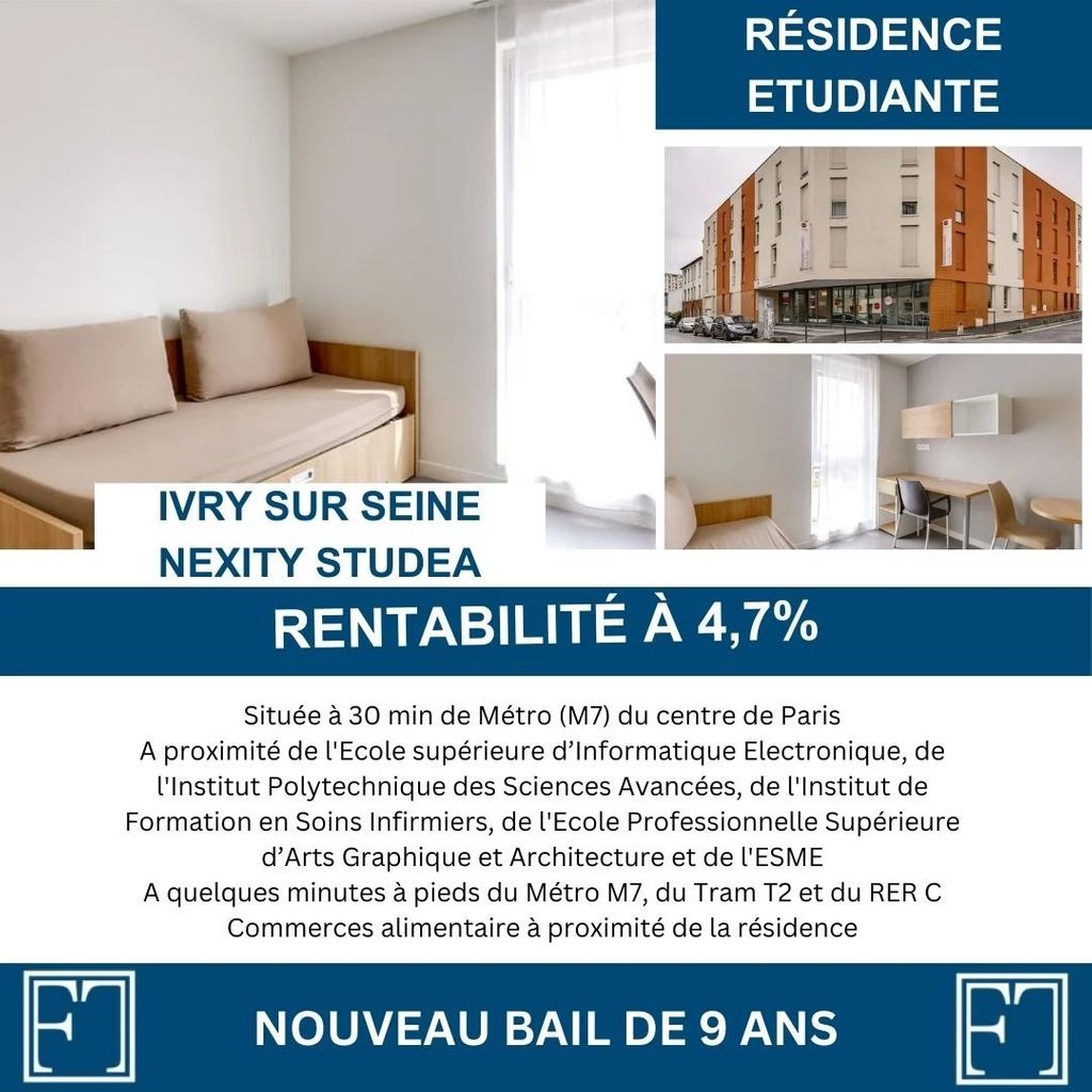 Achat studio à vendre 18 m² - Ivry-sur-Seine