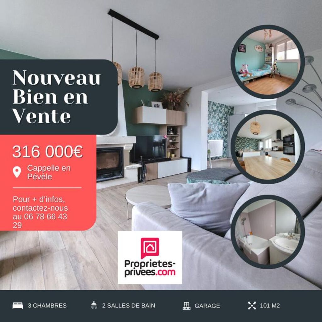 Achat maison à vendre 3 chambres 106 m² - Cappelle-en-Pévèle