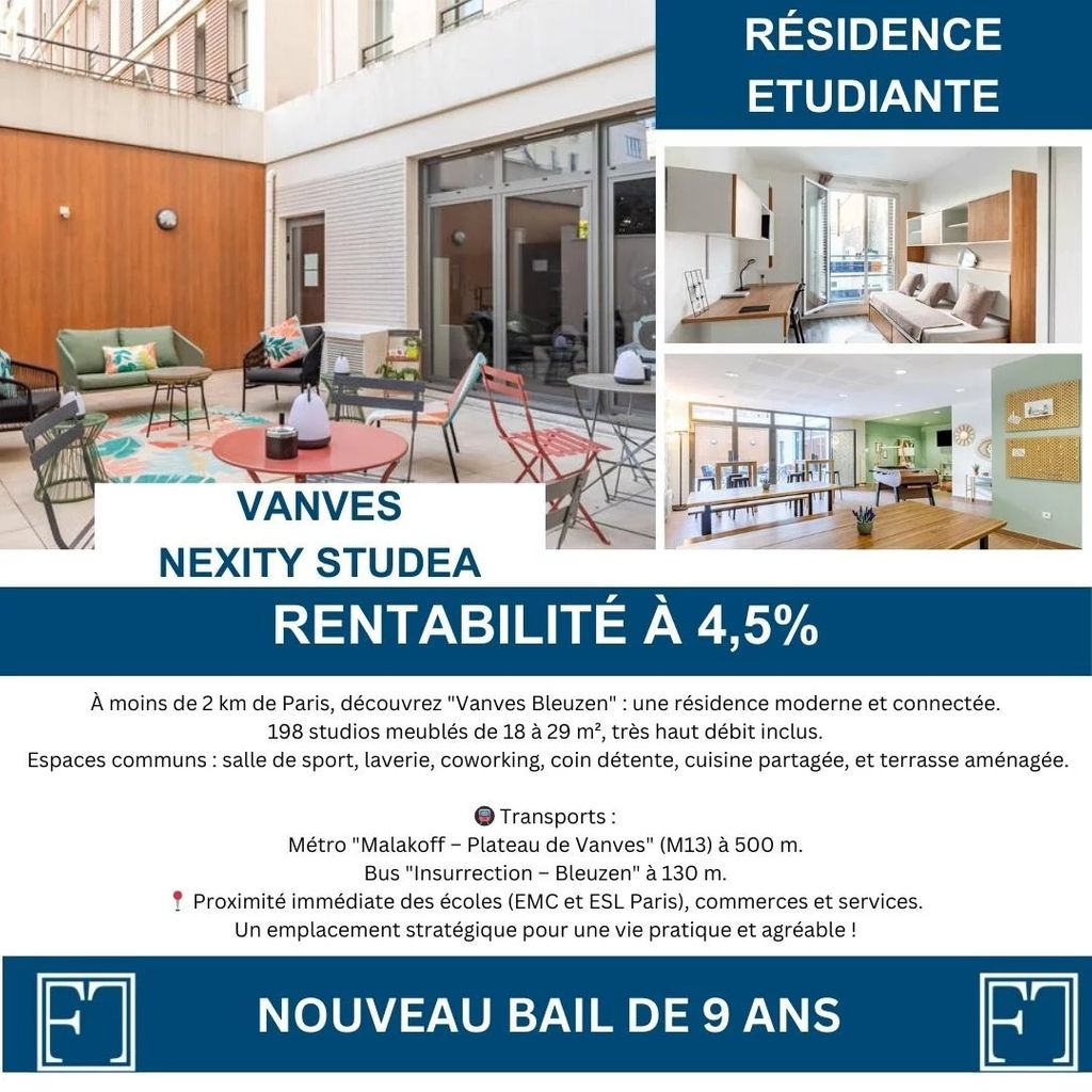 Achat studio à vendre 19 m² - Vanves