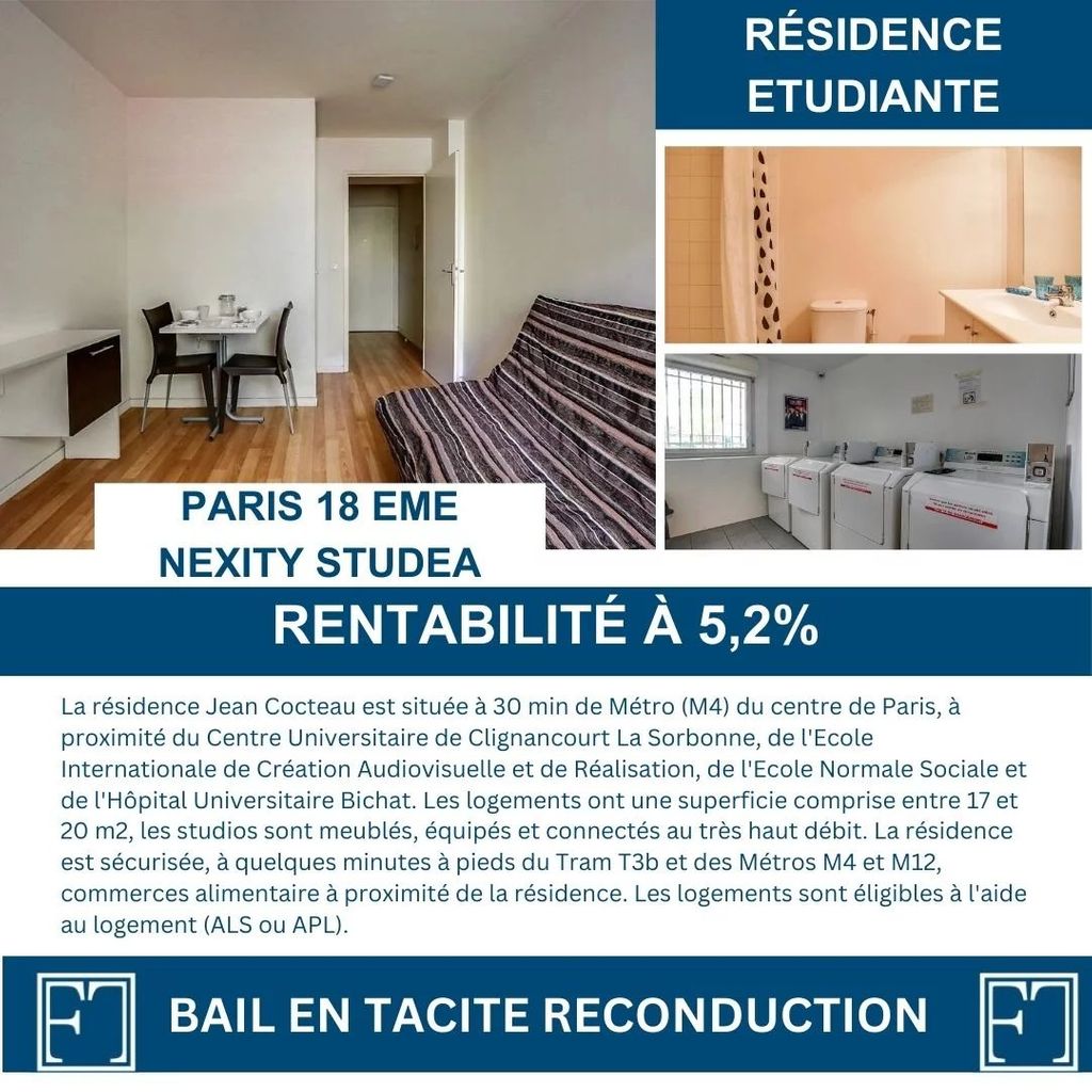 Achat studio à vendre 18 m² - Paris 18ème arrondissement