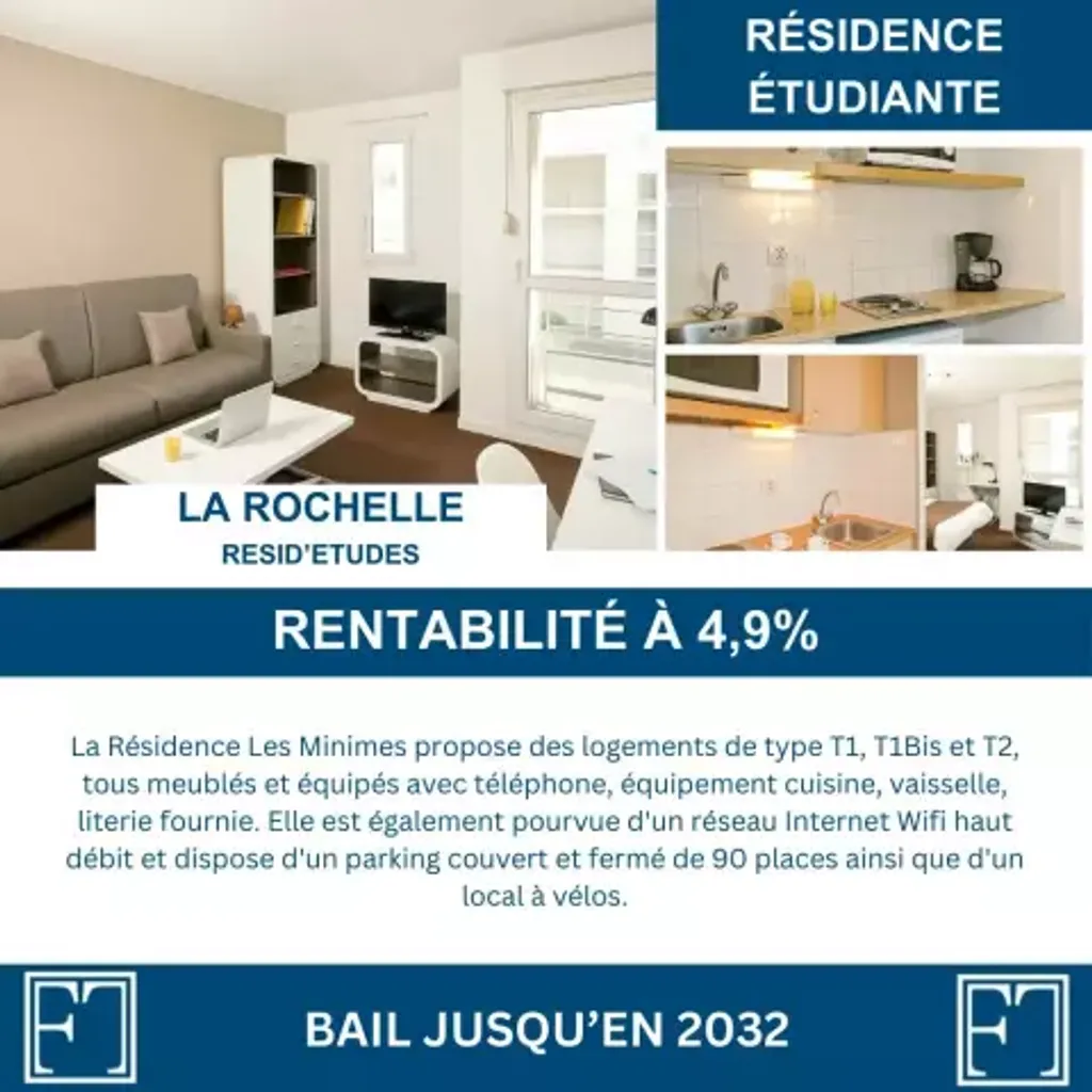 Achat studio à vendre 19 m² - La Rochelle