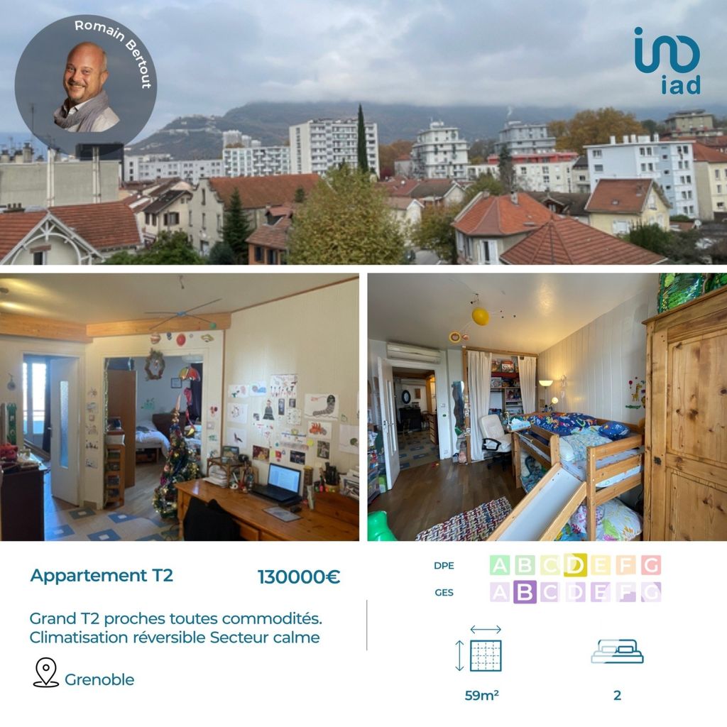 Achat appartement à vendre 2 pièces 59 m² - Grenoble