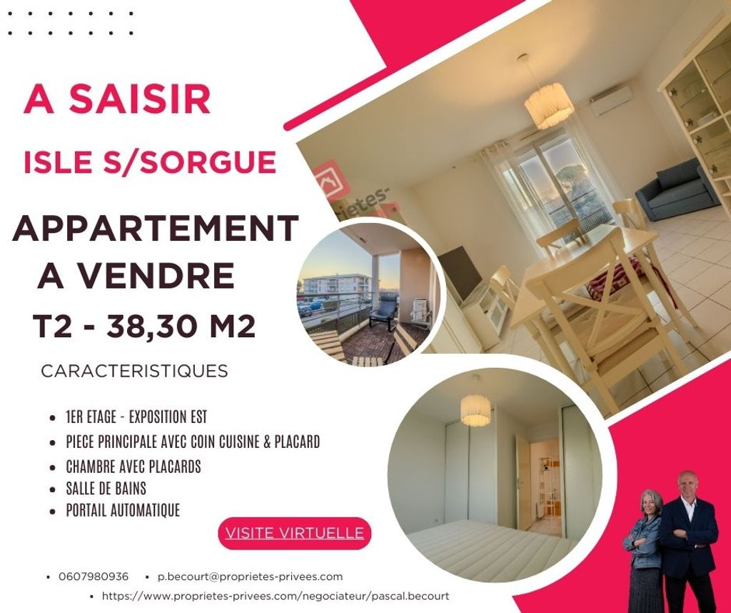 Achat appartement à vendre 2 pièces 38 m² - L'Isle-sur-la-Sorgue