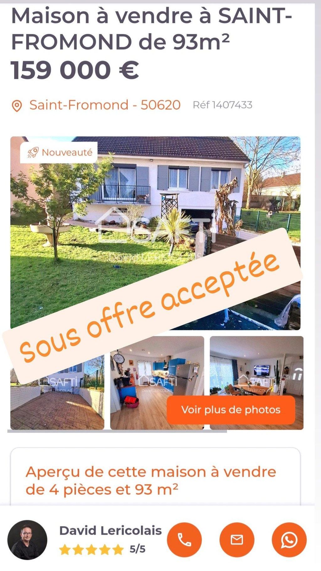 Achat maison à vendre 3 chambres 93 m² - Saint-Fromond