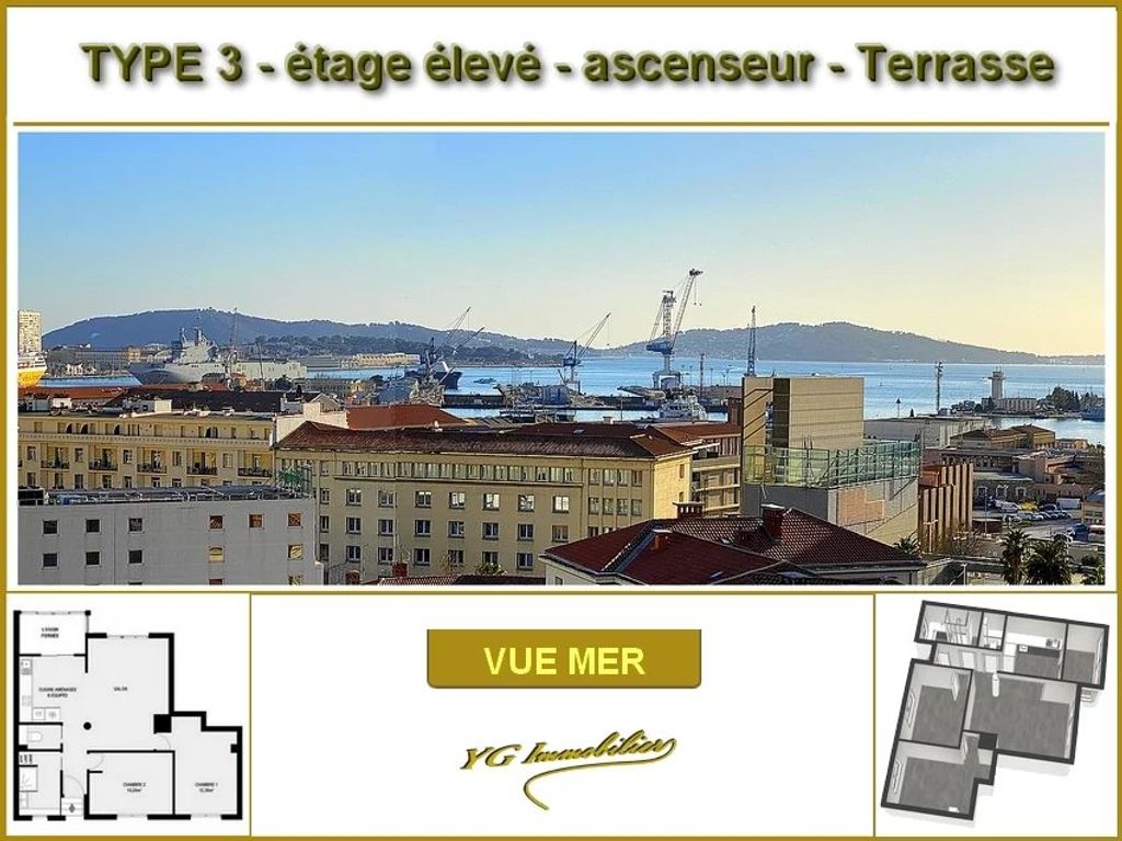 Achat appartement à vendre 3 pièces 56 m² - Toulon